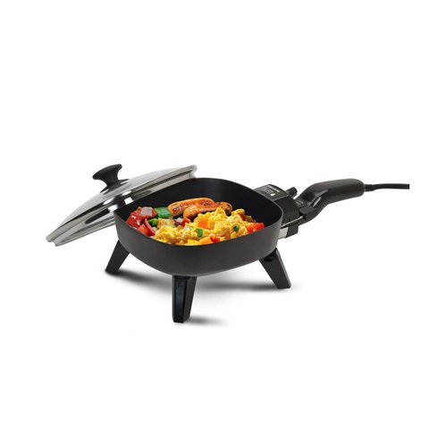 Elite Gourmet Frigideira Elétrica Compacta 7" Antiaderente com Tampa (preto)
