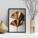 Ver imagem 2 de Quadro Decorativo Abstrato Folha Leque Bronze 33x24cm:madeira Branca