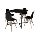 Ver imagem 2 de Mesa Jantar Industrial Preta Quadrada 90x90 Base V Ferro Preto com 4 Cadeiras Eames Eiffel Pretas Ma
