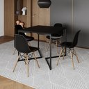 Ver imagem 1 de Mesa Jantar Industrial Preta Quadrada 90x90 Base V Ferro Preto com 4 Cadeiras Eames Eiffel Pretas Ma