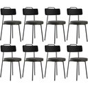 Ver imagem 1 de Kit 08 Cadeiras Decorativa Estofada Sala Jantar Barcelona L02 Couríssimo Preto Linho Chumbo - Lyam