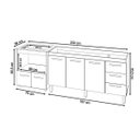 Ver imagem 6 de Balcão Cozinha Armário Gabinete de Pia 160 Cm Estela e Balcão para Fogão Cooktop 5 Bocas Evelyn Bran