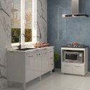 Ver imagem 2 de Balcão Cozinha Armário Gabinete de Pia 160 Cm Estela e Balcão para Fogão Cooktop 5 Bocas Evelyn Bran