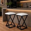 Ver imagem 2 de Kit 2 Banqueta Moderna Cozinha 70 cm Bancada Balcão Metal Couro Sintético