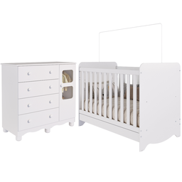 Quarto de Bebê Completo com Berço Americano Ben 3 em 1 Cômoda Uli 4 Gavetas Móveis Peroba - Branco B - 3