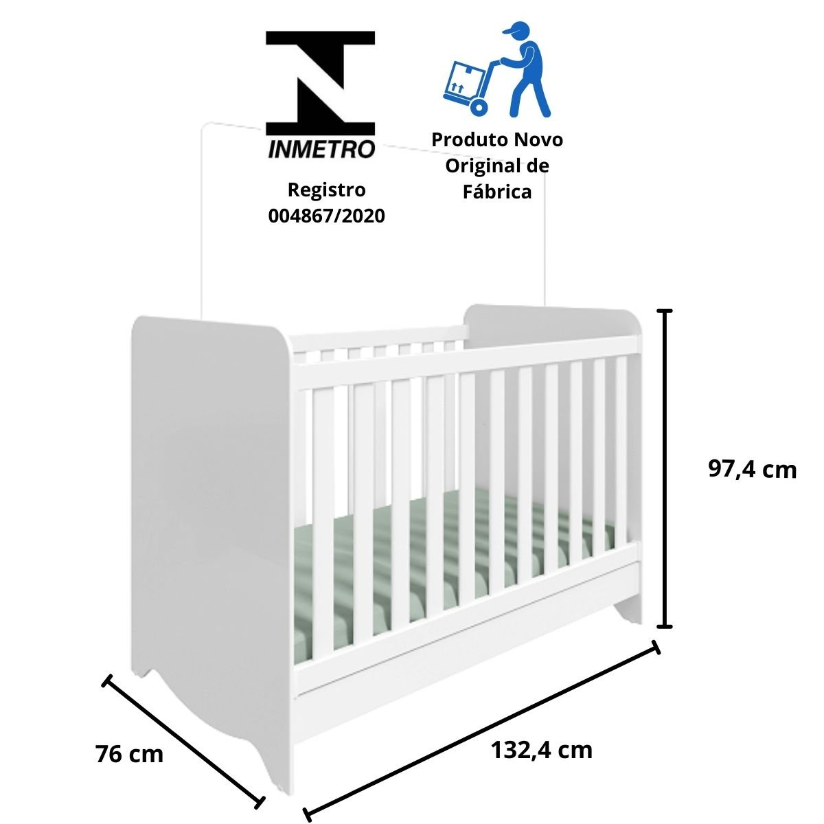 Quarto de Bebê Completo com Berço Americano Ben 3 Em 1 Cômoda Uli 4 Gavetas Móveis Peroba - Branco B - 4