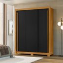 Ver imagem 1 de Guarda Roupa Deslizante 3 Portas 2 Gavetas 156cm Saint Preto/Carvalho Americano/Tx