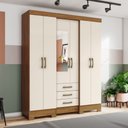 Ver imagem 1 de Guarda Roupa Roupeiro Casal Mentor B23 6 Portas 3 Gavetas com Espelho Nature Off White Briz