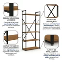 Ver imagem 4 de Estante de Livros Industrial em Aço 5 Prateleiras 72x152cm Canela/Preto