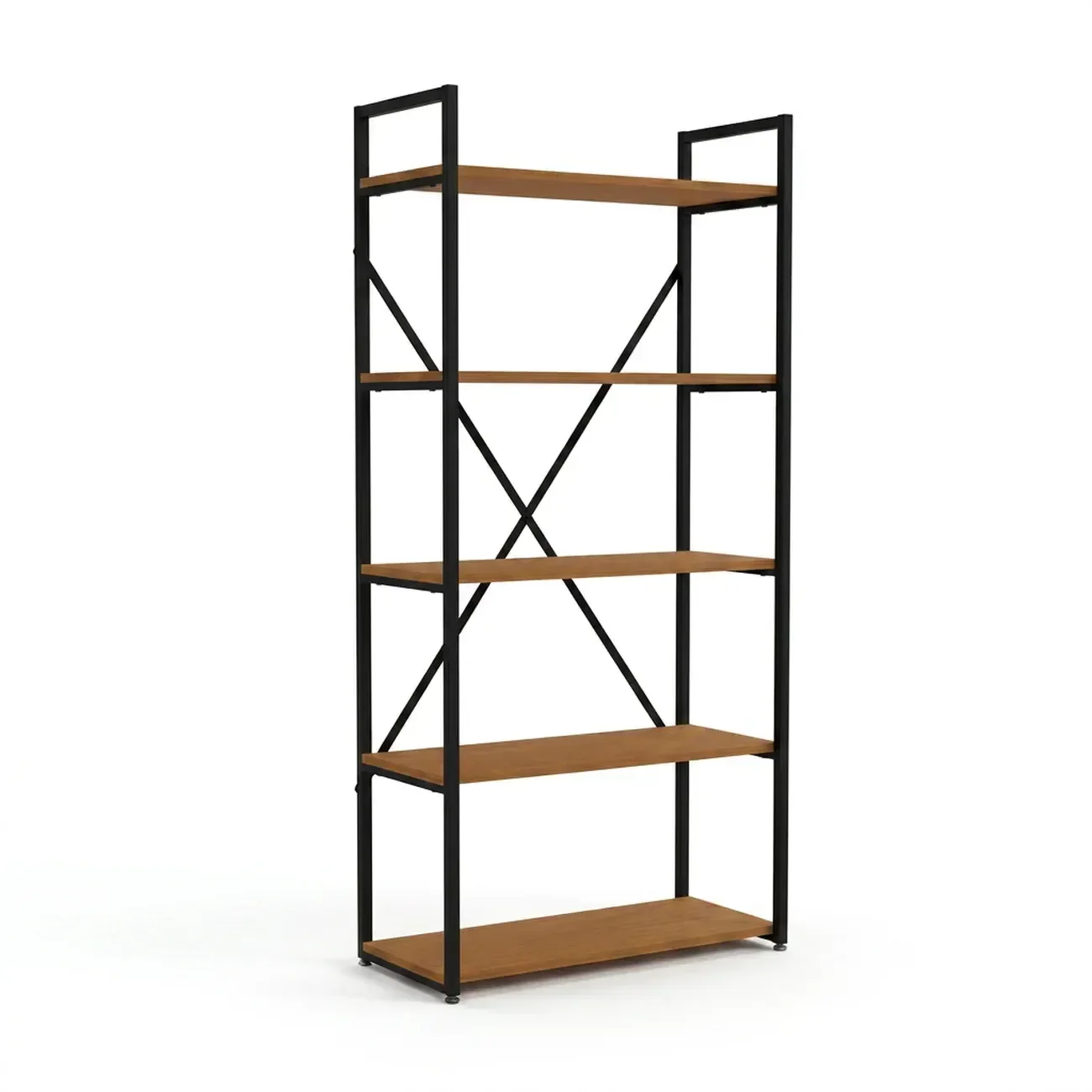 Ver imagem 2 de Estante de Livros Industrial em Aço 5 Prateleiras 72x152cm Canela/Preto