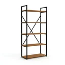 Ver imagem 2 de Estante de Livros Industrial em Aço 5 Prateleiras 72x152cm Canela/Preto