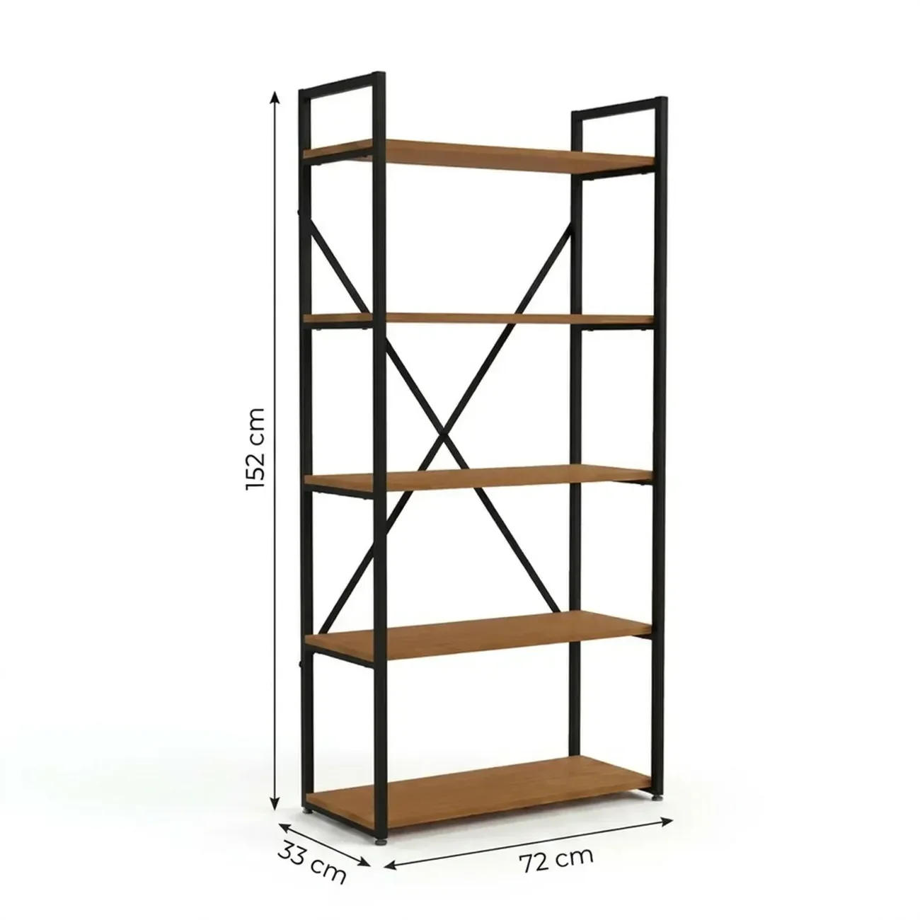 Ver imagem 3 de Estante de Livros Industrial em Aço 5 Prateleiras 72x152cm Canela/Preto