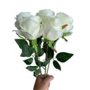 Ver imagem 2 de Kit 5 Rosas Artificiais Brancas Premium Toque Real Decoração Luxuosa