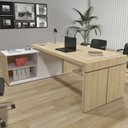 Ver imagem 3 de Mesa Escritório Em L Caixa Com Tomada Atria Executiva 200x183cm A02 Carvalho Branco - Lyam Decor