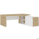 Ver imagem 1 de Mesa Escritório Em L Caixa Com Tomada Atria Executiva 200x183cm A02 Carvalho Branco - Lyam Decor