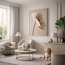 Ver imagem 1 de Quadro Canvas Neutro Flor Bege 40x30cm Mold Preta