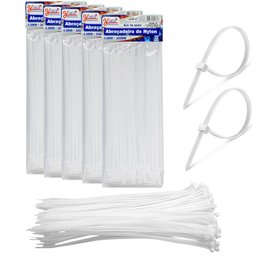 500 Enforca Gato Fita Lacre de Nylon 4,8x300mm Cinta Plástica Hellerman 30cm Branco - 1