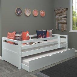 Bicama Solteiro Merk de Madeira com Cama Auxiliar - 1