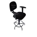 Ver imagem 1 de Cadeira Secretaria Caixa Alta com Braço de Regulagem de Altura - - Base de Ferro Fixa - Recpçao Balc