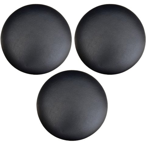 Kit 03 Assentos Redondo Banqueta Cadeira Estofados Poltronas H02 Corino Preto 30 cm - Lyam Decor Ass