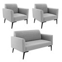 Ver imagem 1 de Sofá Namoradeira com 2 Poltronas Pés Villach Marisa Suede D03 - D\'rossi Cor Cinza