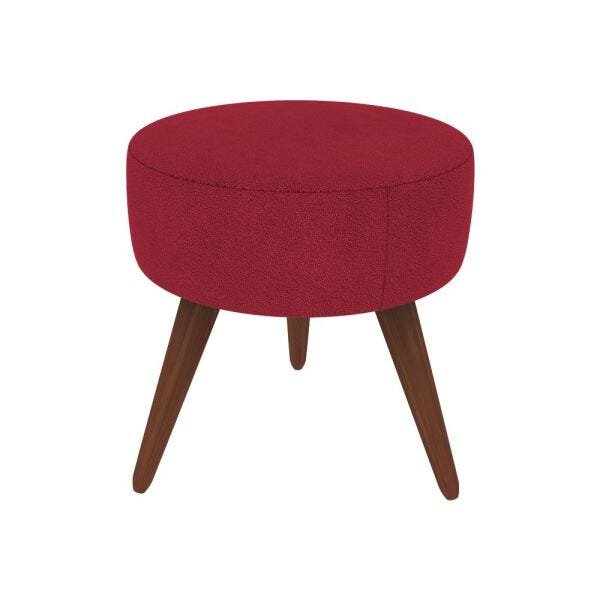 Puff Luna Redondo Suede Pés Palito Sala Quarto Decoração Vermelho - 1