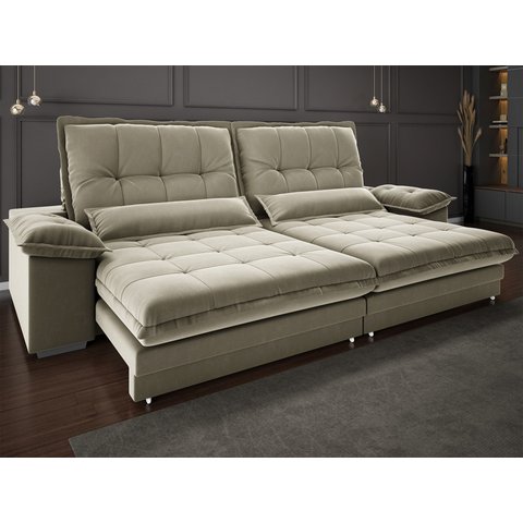 Sofá Bergamo 2,90m Retrátil e Reclinável Veludocristal Fendi - Netsofas