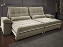 Ver imagem 1 de Sofá Bergamo 2,90m Retrátil e Reclinável Veludocristal Fendi - Netsofas