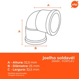 Kit Joelho 90º Soldável 25mm Fortlev - 25 Unidades - 3