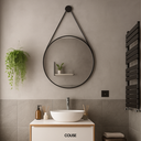 Couse Espelho Redondo Adnet 60cm Decorativo com Alça em Couro Costurada ...