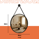 Ver imagem 6 de Espelho Redondo Adnet 60cm Decorativo com Alça em Couro Costurada + Suporte para Parede Couse