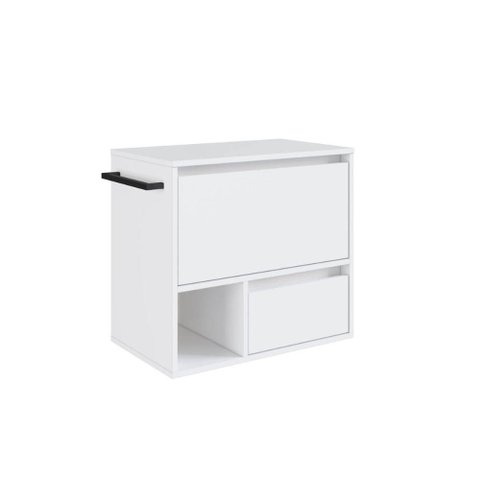 Gabinete de Banheiro Suspenso Branco 60cm com Toalheiro 1 Porta e 1 Gaveta Bh8050