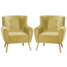 Kit 2 Poltronas Decorativas Pé Palito Astra Suede Amarelo Decorar Estofados - 1