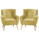 Ver imagem 1 de Kit 2 Poltronas Decorativas Pé Palito Astra Suede Amarelo Decorar Estofados