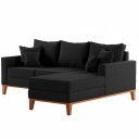 Ver imagem 3 de Sofá Beny com Chaise Direita, 2,00x1,40m, 3 Lugares, Linho, Base em Madeira.