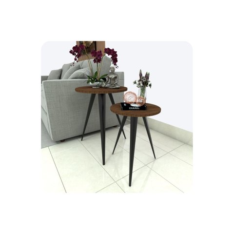 Conjunto 2 Mesinhas Lateral Canto Sala Quarto Redonda P.m Fs