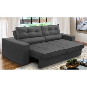Sofá Retrátil e Reclinável 3 Lugares 2,30m com Molas Milena Suede Rover & Beato