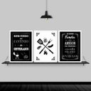 Ver imagem 1 de Kit 3 Quadros Cantinho Do Churrasco 45x34cm:Madeira preta