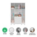 Ver imagem 2 de Dormitório Infantil Uli Guarda Roupa 4 Portas, Cômoda e Berço Branco Brilho - Móveis Peroba
