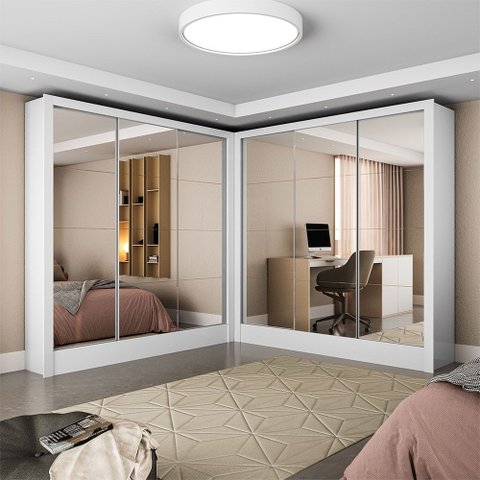 Closet Casal Duplo Fortaleza 6 Portas Premium 12 Prateleiras