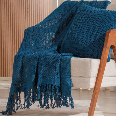 Manta Decorativa Atacama New 160x220cm Azul Cobalt