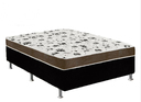 Ver imagem 1 de Cama Box Casal Suede Preto + Colchão Casal Suede Marrom Orto Molas Bonnel 138x188x55