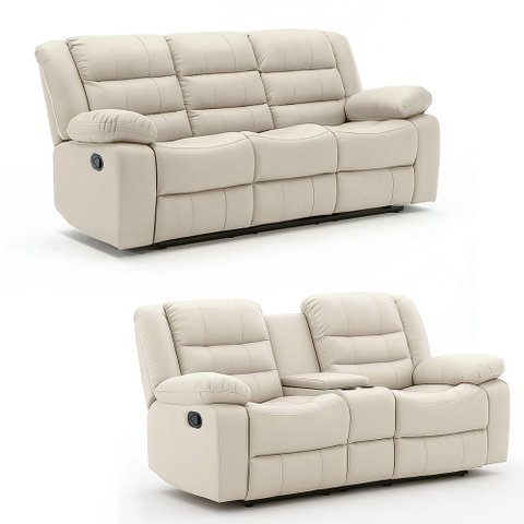 Conjunto de Sofás 2 e 3 Lugares Sala de Estar Reclinável Hollywood Manual Aquecimento Massagem Porta