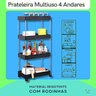 Prateleira Multiuso 4 Andares Estante Rodinhas Facil Montar Cor:preto - 6