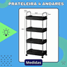 Prateleira Multiuso 4 Andares Estante Rodinhas Facil Montar Cor:preto - 4