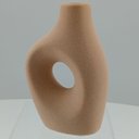 Ver imagem 3 de Castiçal Decorativo de Cerâmica Bege 19x13x7cm Porta Vela Mesa Jantar Decoração