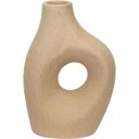 Ver imagem 1 de Castiçal Decorativo de Cerâmica Bege 19x13x7cm Porta Vela Mesa Jantar Decoração