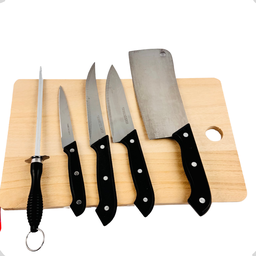 Kit Faca Cozinha Açougue Legumes, Tábua de Corte Madeira 6pcs - 2