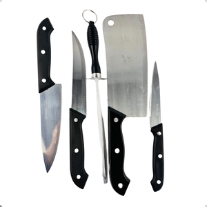 Kit Faca Cozinha Açougue Legumes, Tábua de Corte Madeira 6pcs