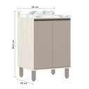 Ver imagem 5 de Balcão de Cozinha com Tampo 60 Cm 2 Portas de Abrir 1 Prateleira Linea Luciane Móveis